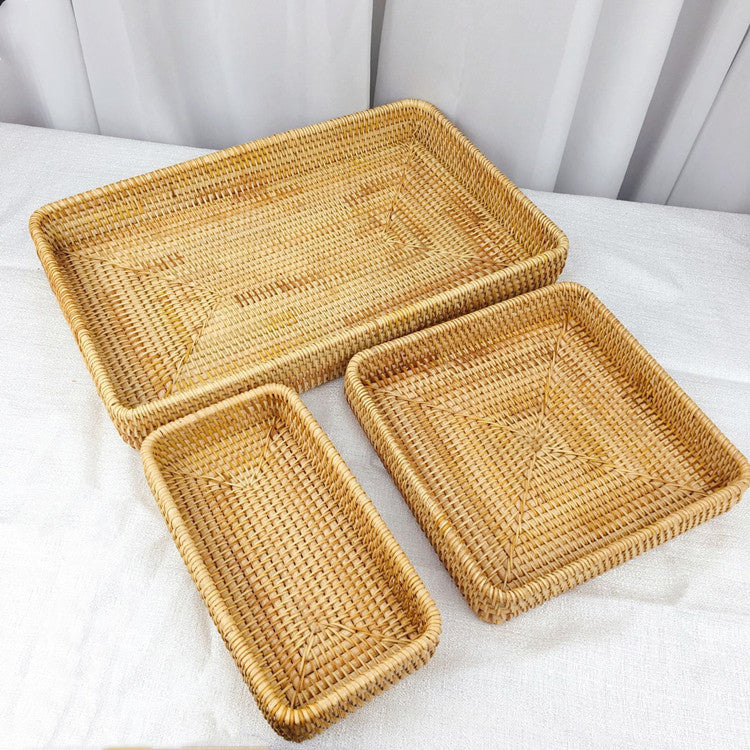 Rattan Tray Desktop Storage Woven Baskets