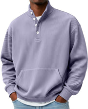 Mens Solid-Color Sweater with Buttons
