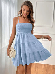 Summer Square-collar Pleated Dress