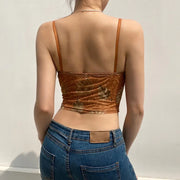Women's Cropped Sleeveless Lace Splicing Sling Vest
