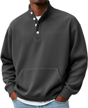 Mens Solid-Color Sweater with Buttons