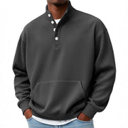 Mens Solid-Color Sweater with Buttons