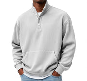 Mens Solid-Color Sweater with Buttons