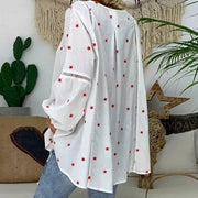Openwork shirt with lace stitching