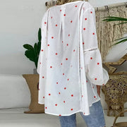 Openwork shirt with lace stitching