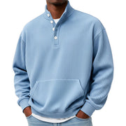 Mens Solid-Color Sweater with Buttons