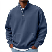 Mens Solid-Color Sweater with Buttons