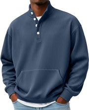 Mens Solid-Color Sweater with Buttons