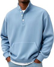 Mens Solid-Color Sweater with Buttons