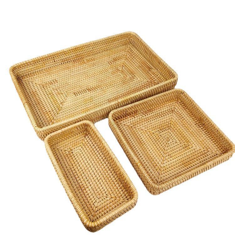 Rattan Tray Desktop Storage Woven Baskets