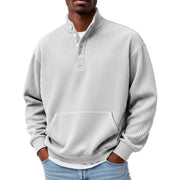 Mens Solid-Color Sweater with Buttons