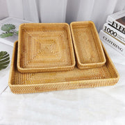 Rattan Tray Desktop Storage Woven Baskets