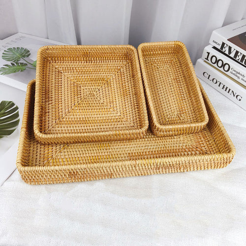 Rattan Tray Desktop Storage Woven Baskets