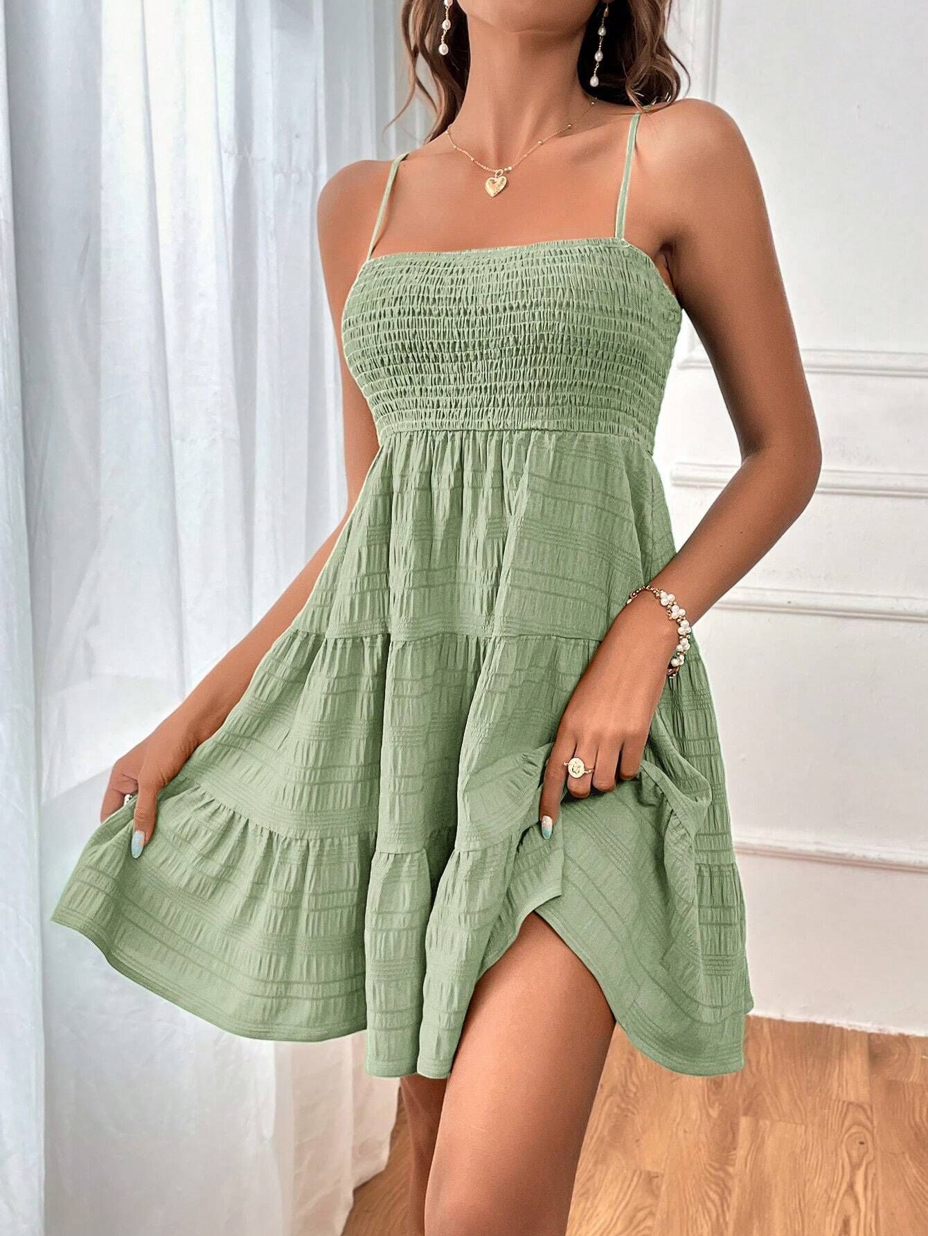 Summer Square-collar Pleated Dress