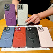 Ultra-Thin PC Plain Leather Magnetic Phone Case
