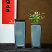 Chinese Hand-painted Square Straight Retro Purple Sand Flower Pot