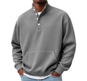Mens Solid-Color Sweater with Buttons