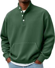 Mens Solid-Color Sweater with Buttons