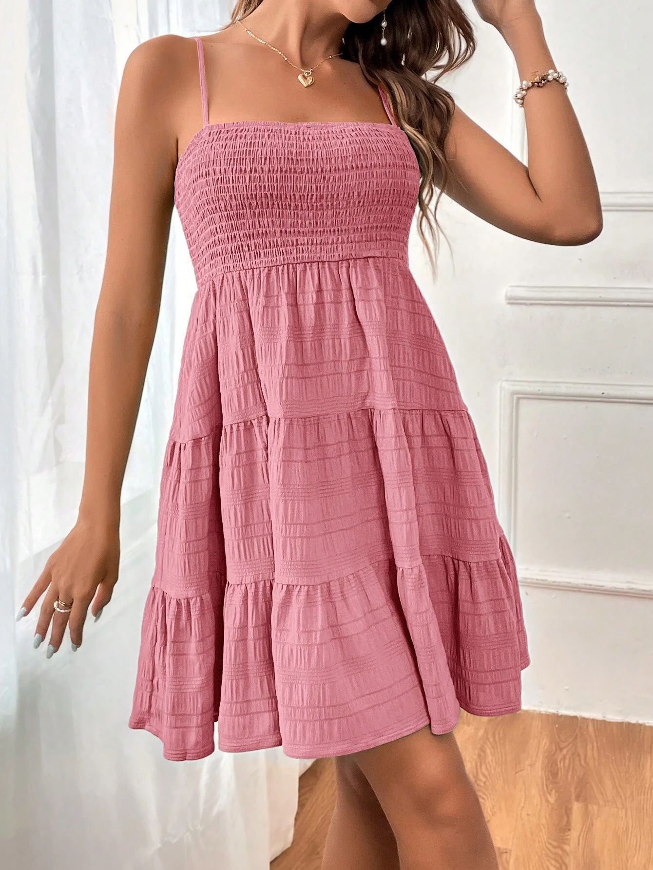 Summer Square-collar Pleated Dress