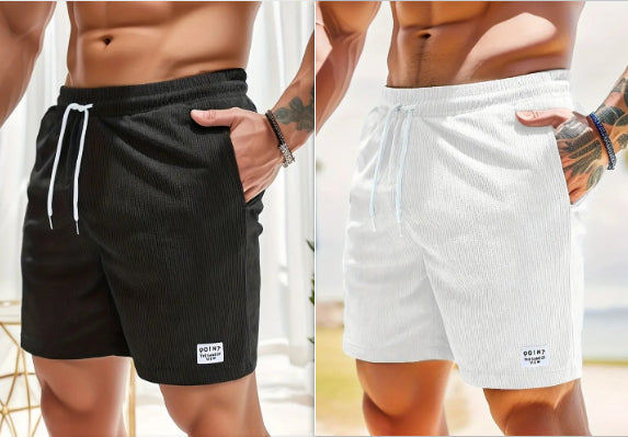 Men's Lace-up Drawstring Corduroy Shorts