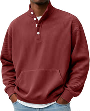 Mens Solid-Color Sweater with Buttons