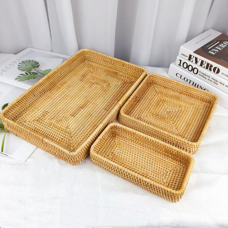 Rattan Tray Desktop Storage Woven Baskets