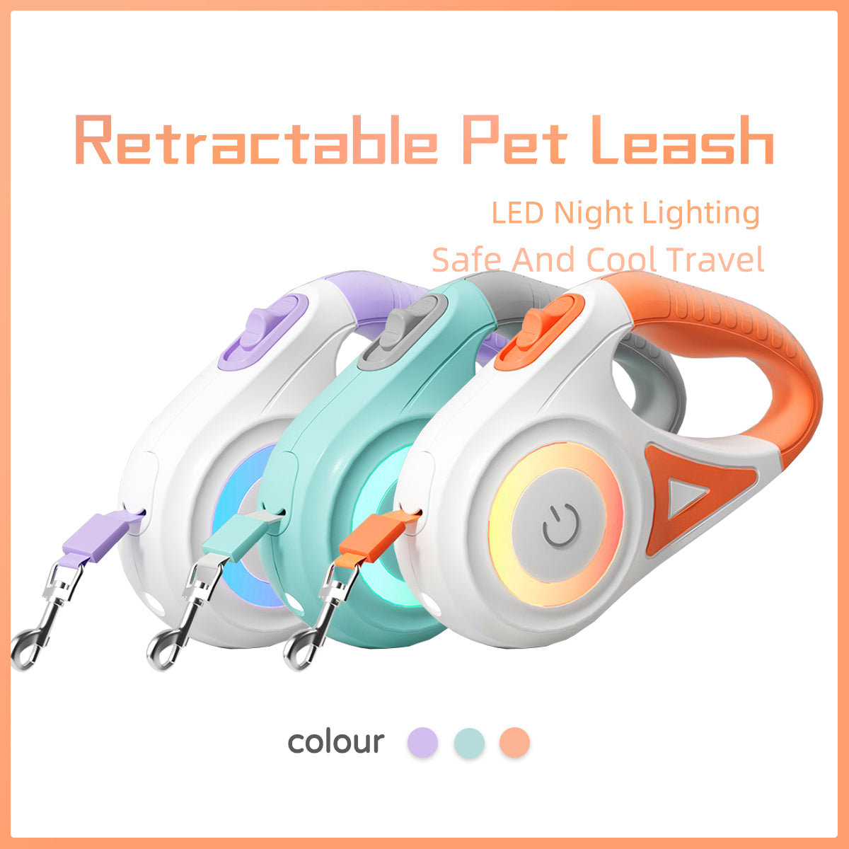 Dog Leash Retractable Leash And Dog Collar Spotlight Automatic Pet Dog Cat Traction Rope
