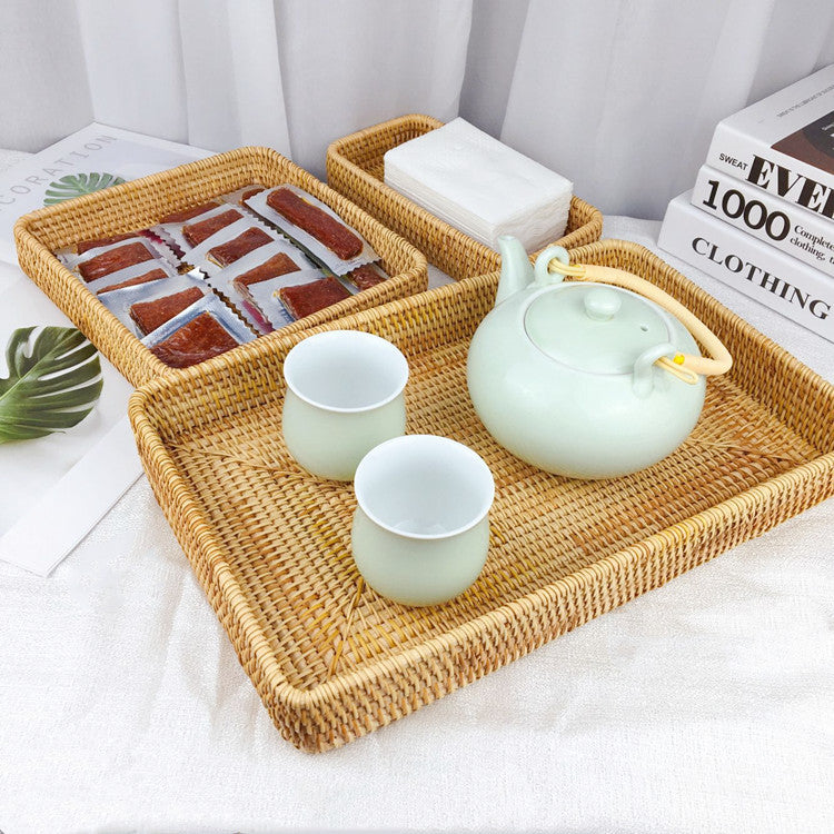 Rattan Tray Desktop Storage Woven Baskets