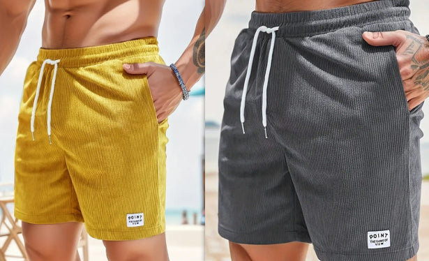 Men's Lace-up Drawstring Corduroy Shorts