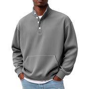 Mens Solid-Color Sweater with Buttons