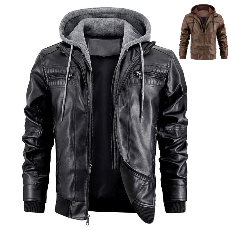 Mens Hooded Jacket With Zipper Pockets