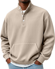 Mens Solid-Color Sweater with Buttons